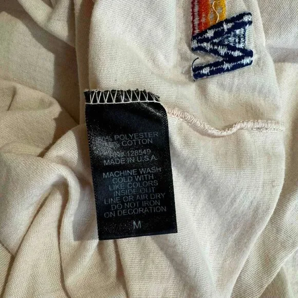 Aviator Nation Cream Short Sleeve T Shirt With Heart Patch Medium Soft Flawed - Picture 11 of 15